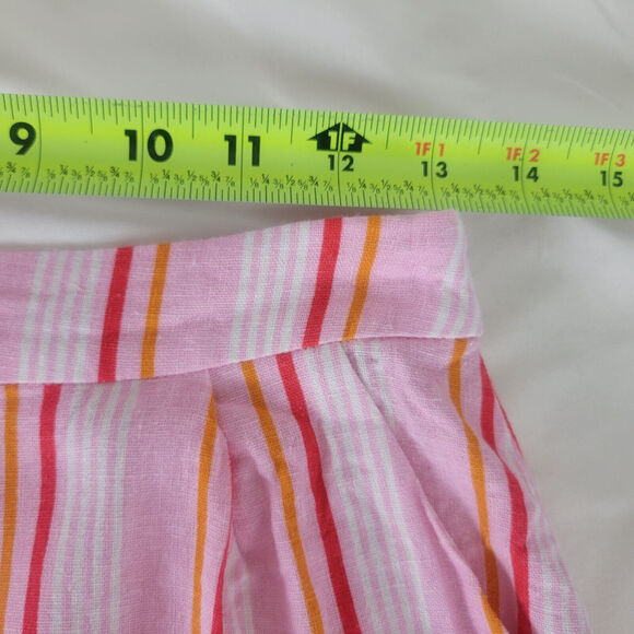 Lush Shorts Womens Small Pink Linen Blend High Rise Mom Candy Striped Zip Up - Picture 3 of 13